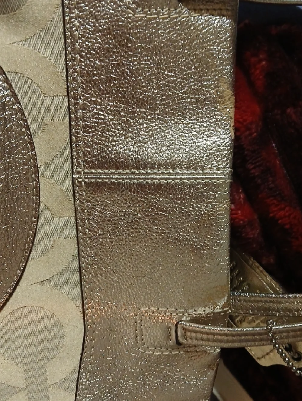 Coach Metallic Gold and Beige Signature Tote - Picture 8 of 8